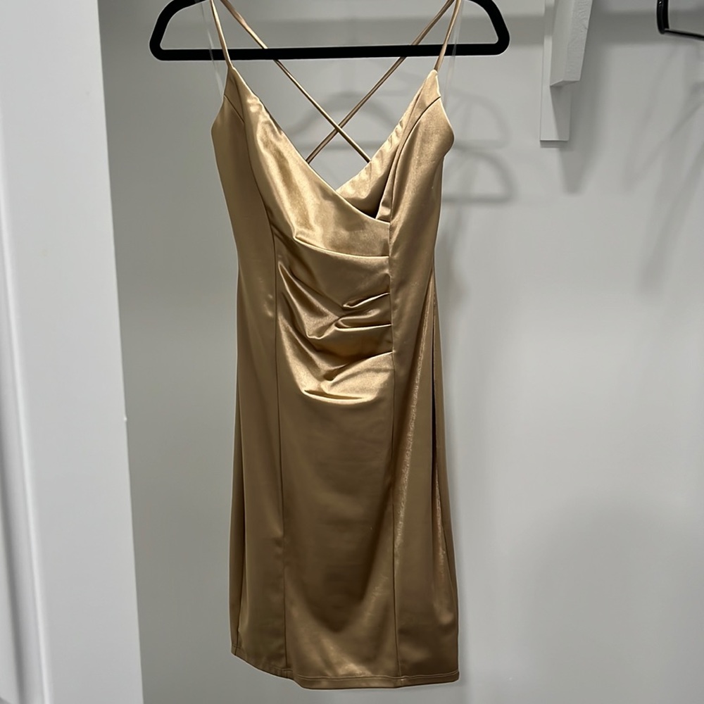 Windsor gold cross back dress